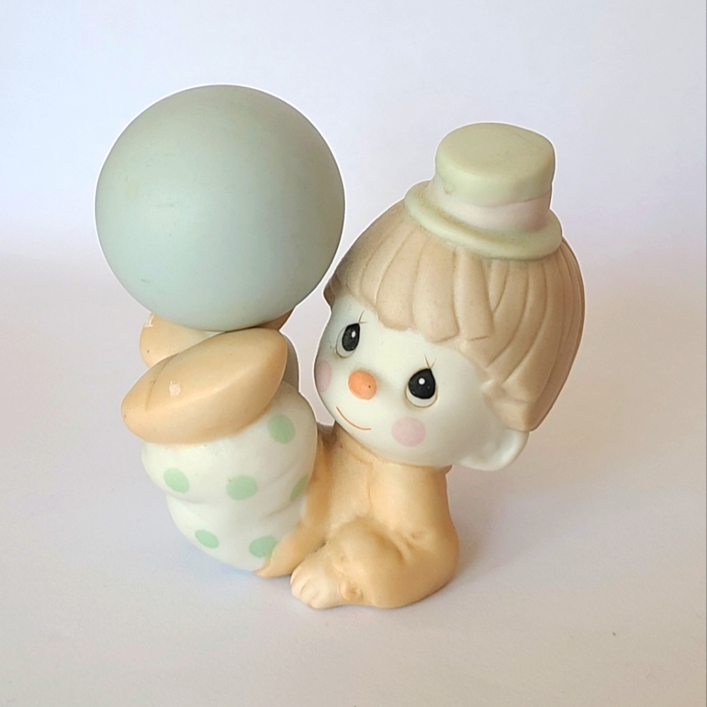 Vintage 80s Precious Moments Clown Collectible Porcelain Figurine